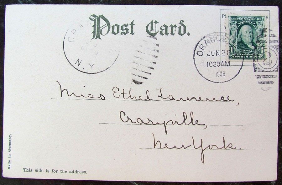 ANTIQUE 1906 POSTCARD BRANCH BROOK PARK NEWARK N.J.