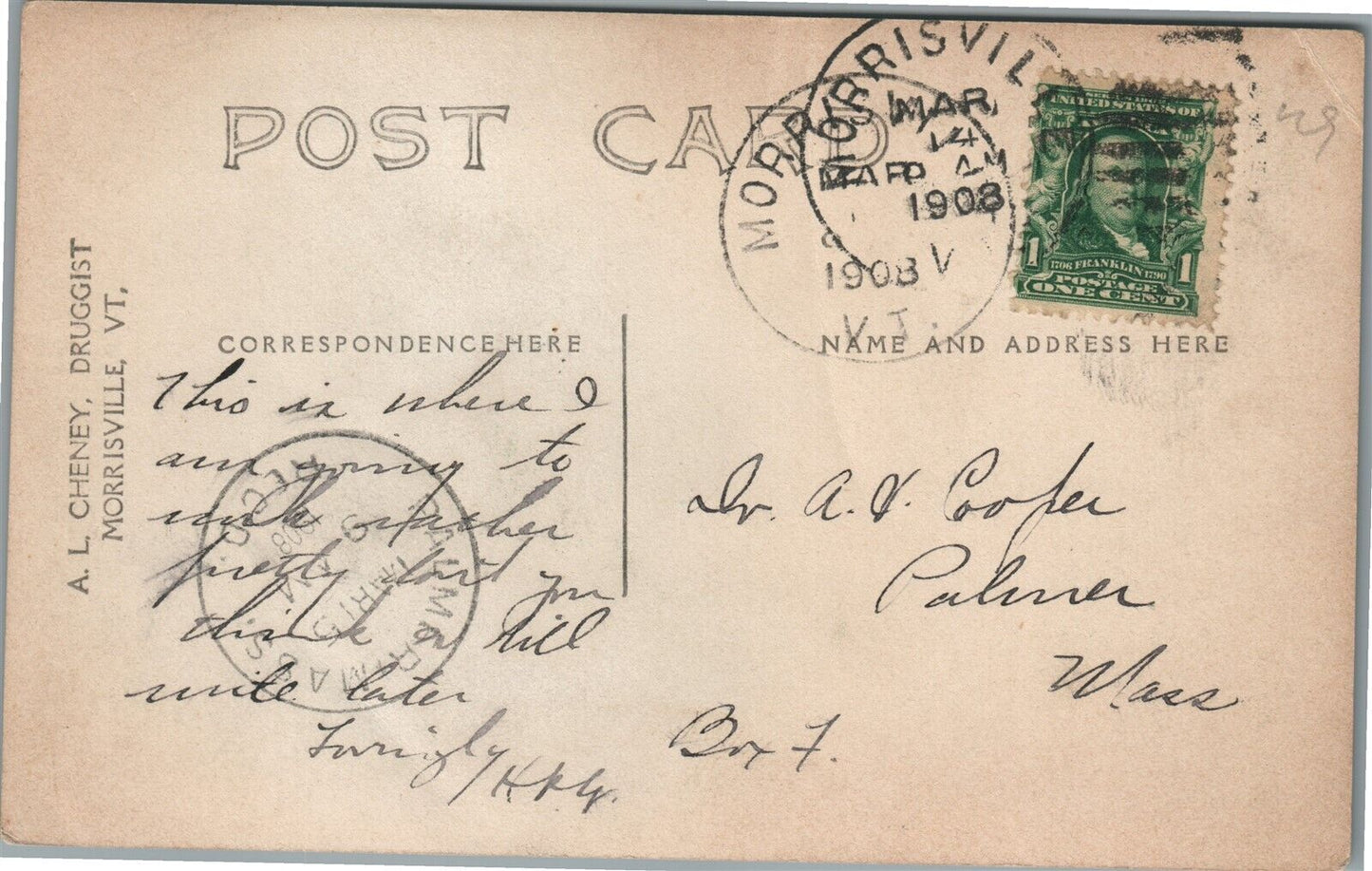 MORRISVILLE VT STREET SCENE ANTIQUE REAL PHOTO POSTCARD RPPC