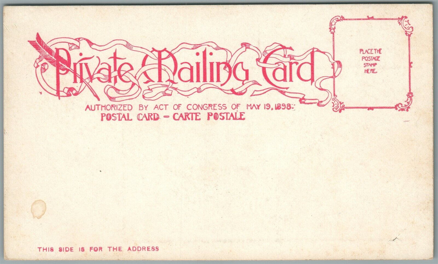 FORT EDWARD NY JANE McCREA MONUMENT ANTIQUE POSTCARD PRIVATE MAILING CARD