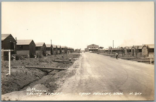 CAMP PHILLIPS KS SALINA STREET ANTIQUE REAL PHOTO POSTCARD RPPC