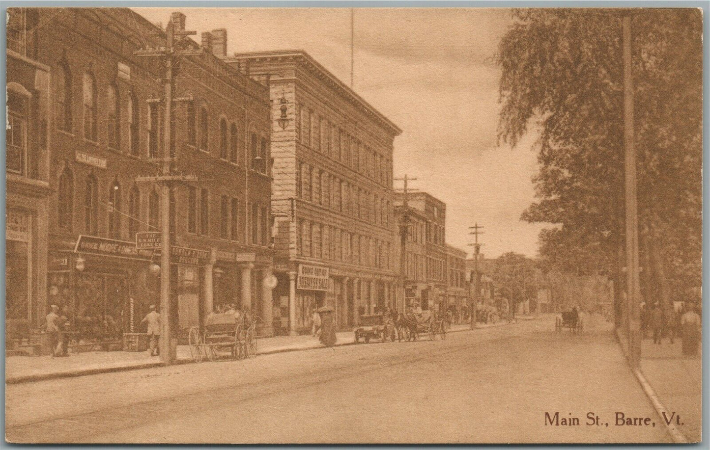 BARRE VT MAIN STREET ANTIQUE POSTCARD
