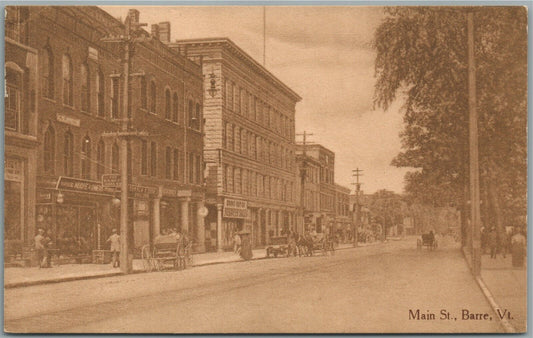 BARRE VT MAIN STREET ANTIQUE POSTCARD