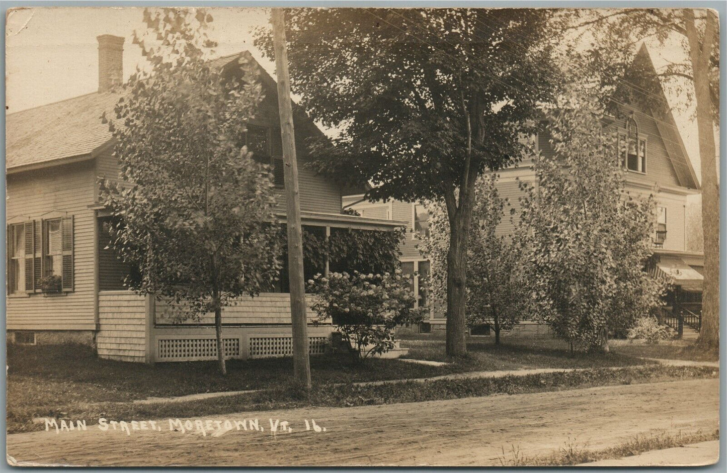MORETOWN VT MAIN STREET ANTIQUE REAL PHOTO POSTCARD RPPC