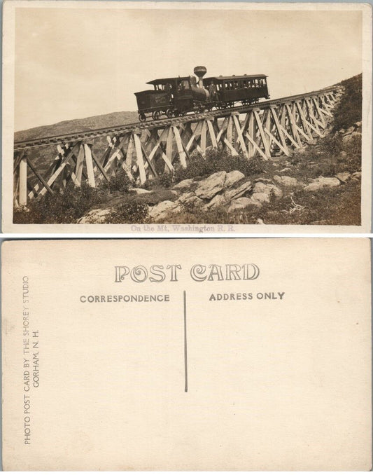 MT.WASHINGTON COG RAILWAY N.H. RPPC ANTIQUE REAL PHOTO POSTCARD railroad train