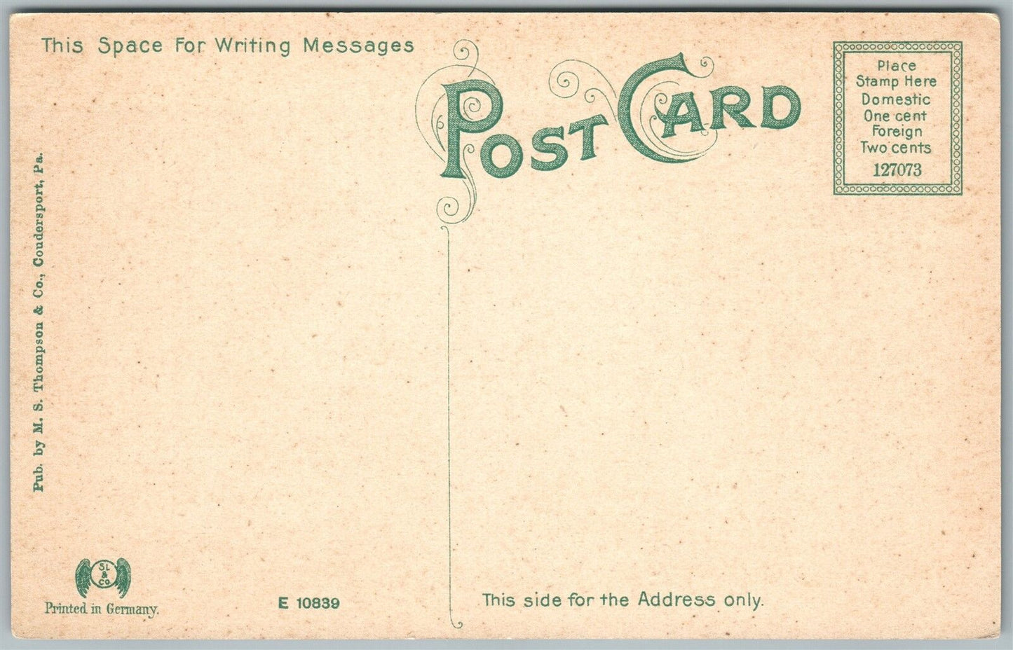 COUDERSPORT PA NORTH MAIN STREET ANTIQUE POSTCARD