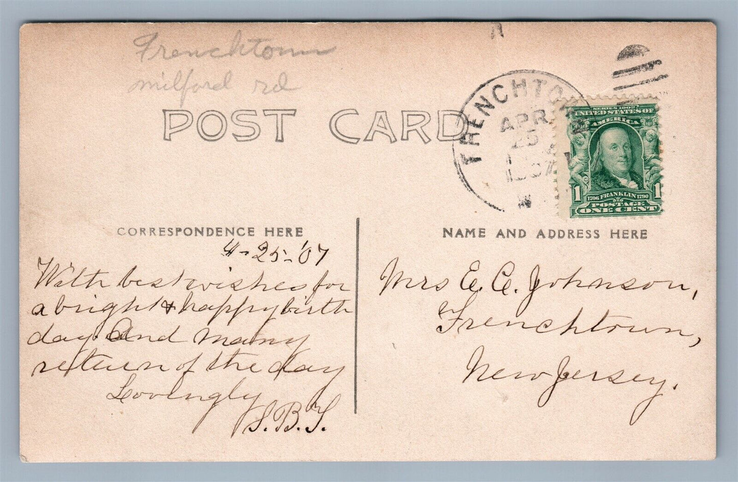 FRENCHTOWN NJ MILFORD ROAD ANTIQUE REAL PHOTO POSTCARD RPPC