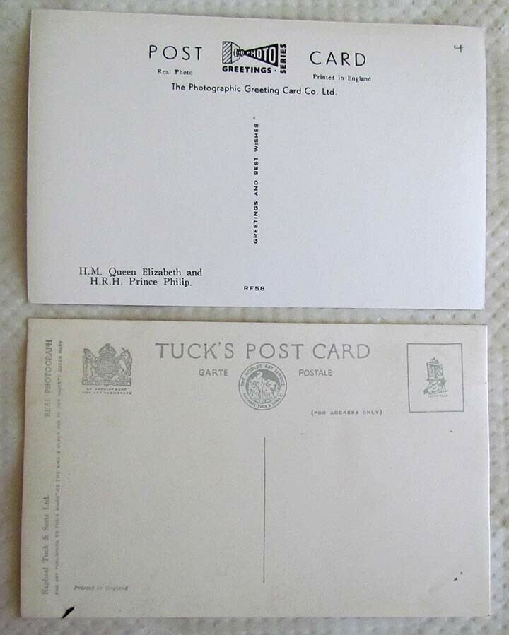 2 VINTAGE RPPC REAL PHOTO POSTCARDS - BRITISH ROYAL PRINCESS ELIZABETH BETROTHAL
