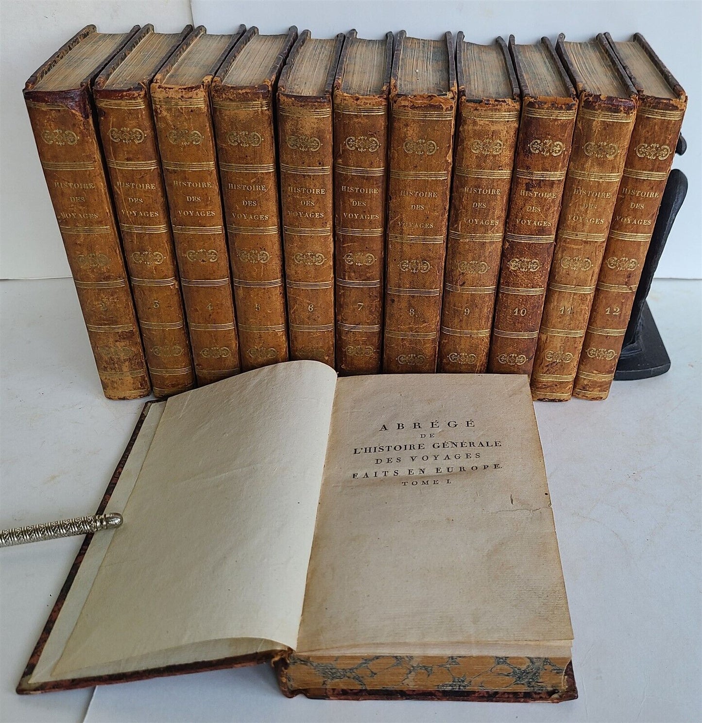 1803-1804 HISTORY of VOYAGES 12 VOLUMES SET ILLUSTRATED ANTIQUE in FRENCH