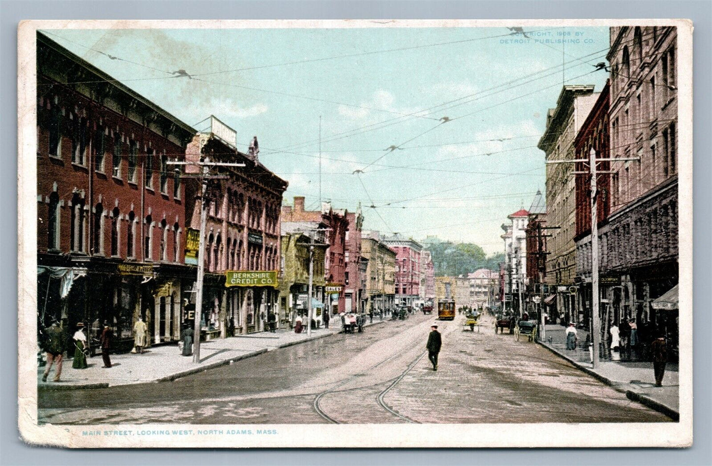 NORTH ADAMS MA MAIN STREET ANTIQUE POSTCARD