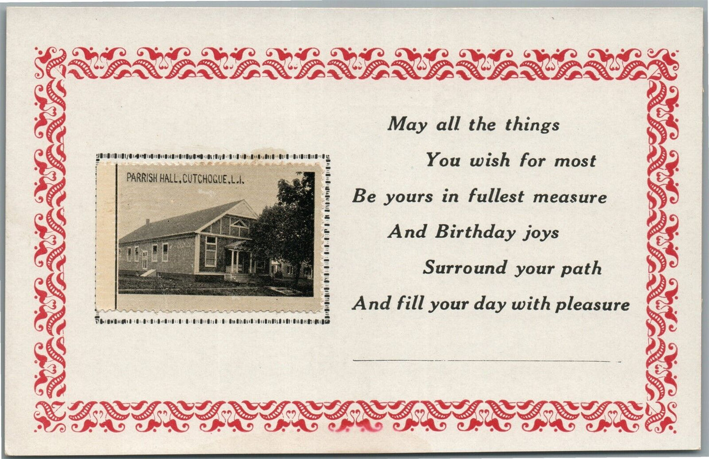 CUTCHOGUE LONG ISLAND NY PARRISH HALL ANTIQUE REAL PHOTO POSTCARD RPPC