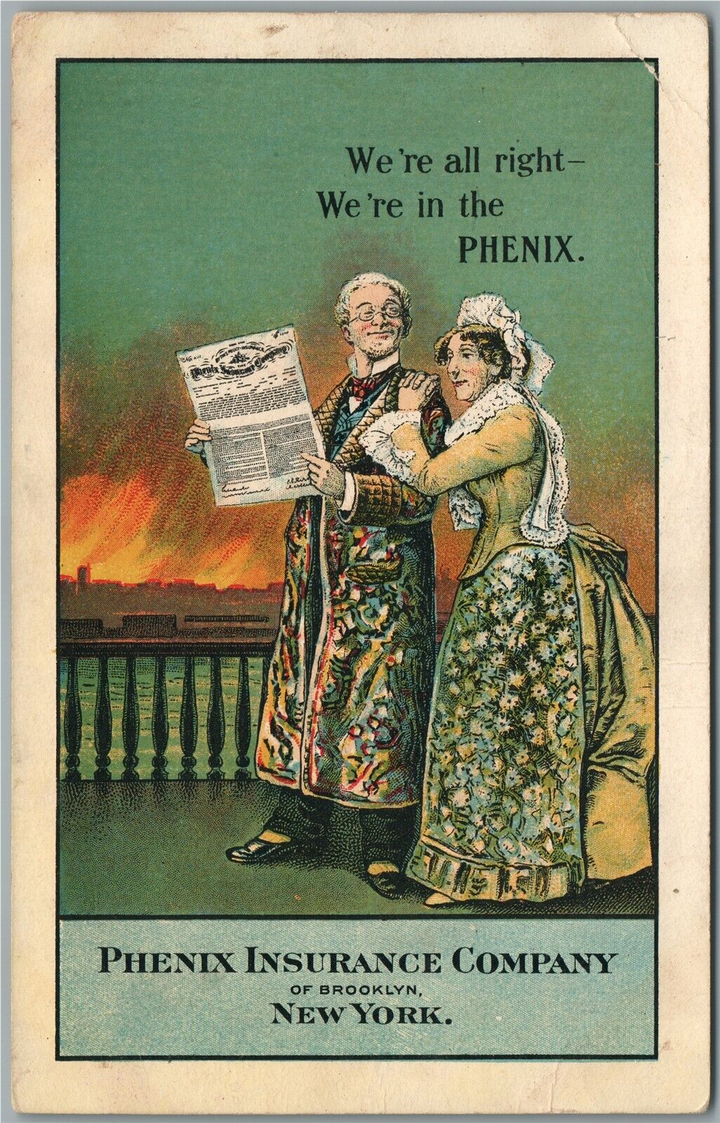 BOOKLYN NY PHENIX INSURANCE COMPANY ADVERTISING ANTIQUE POSTCARD