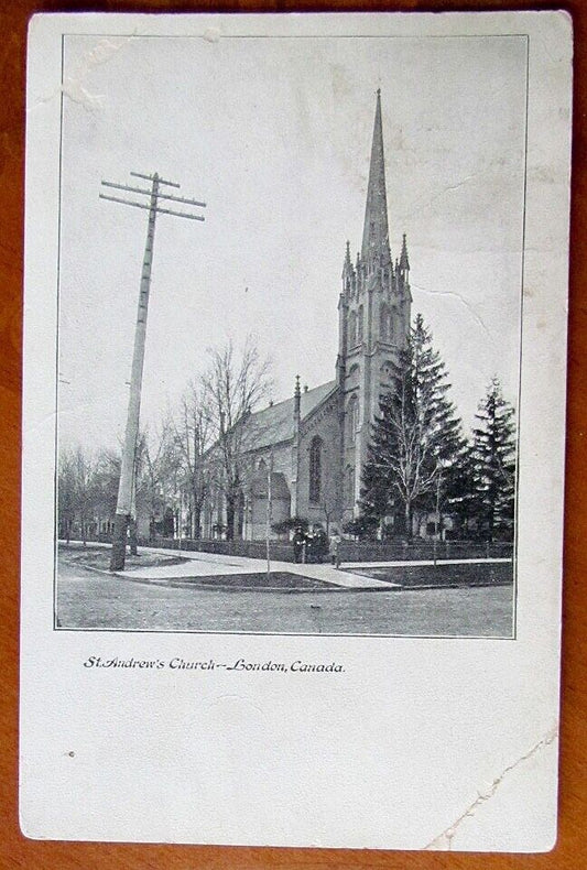 VINTAGE 1906 UNDIVIDED POSTCARD ST.ANDREW'S CHURCH LONDON CANADA