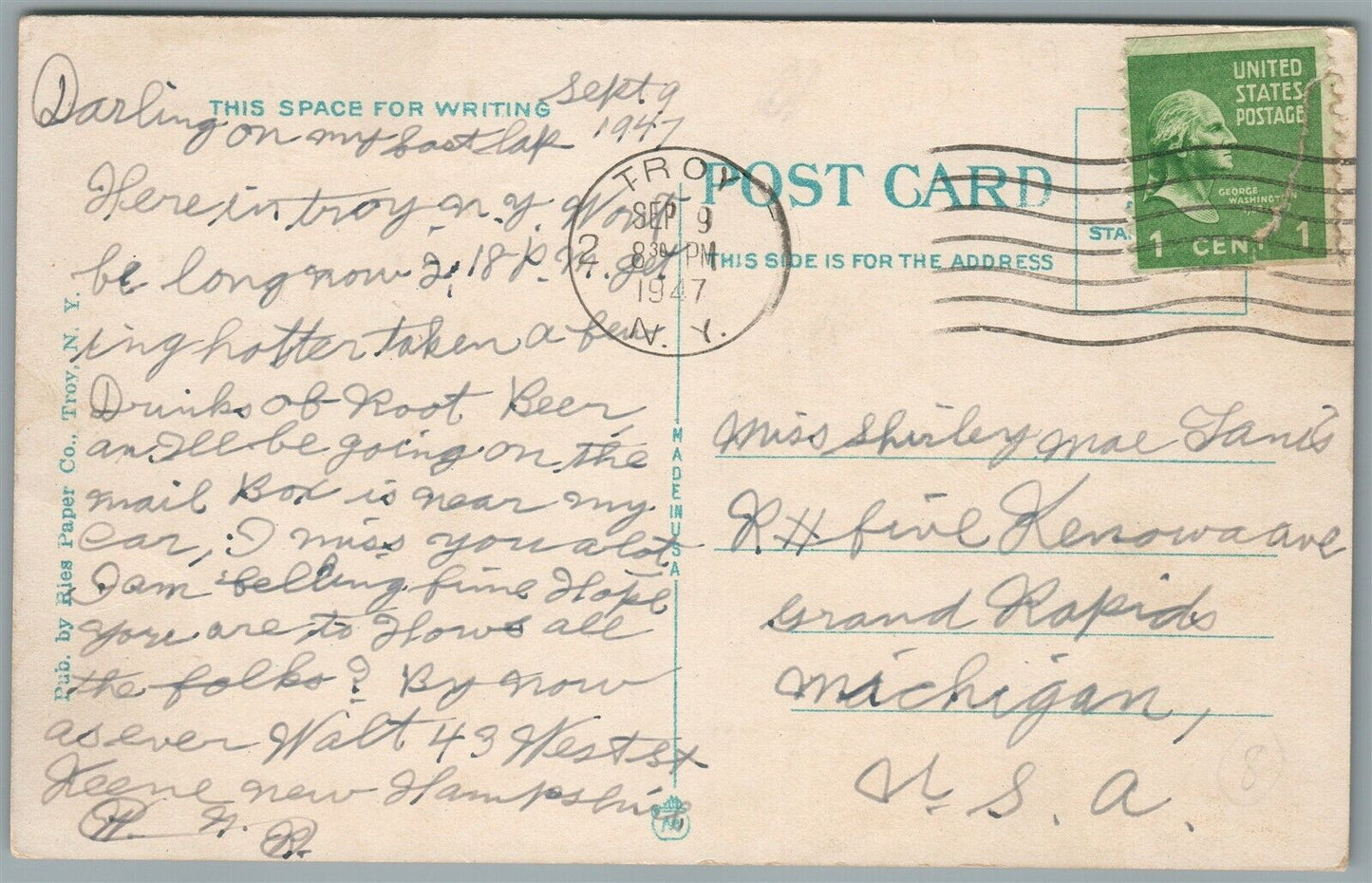 TROY NY RAILROAD STATION RAILWAY TRAIN DEPOT ANTIQUE POSTCARD