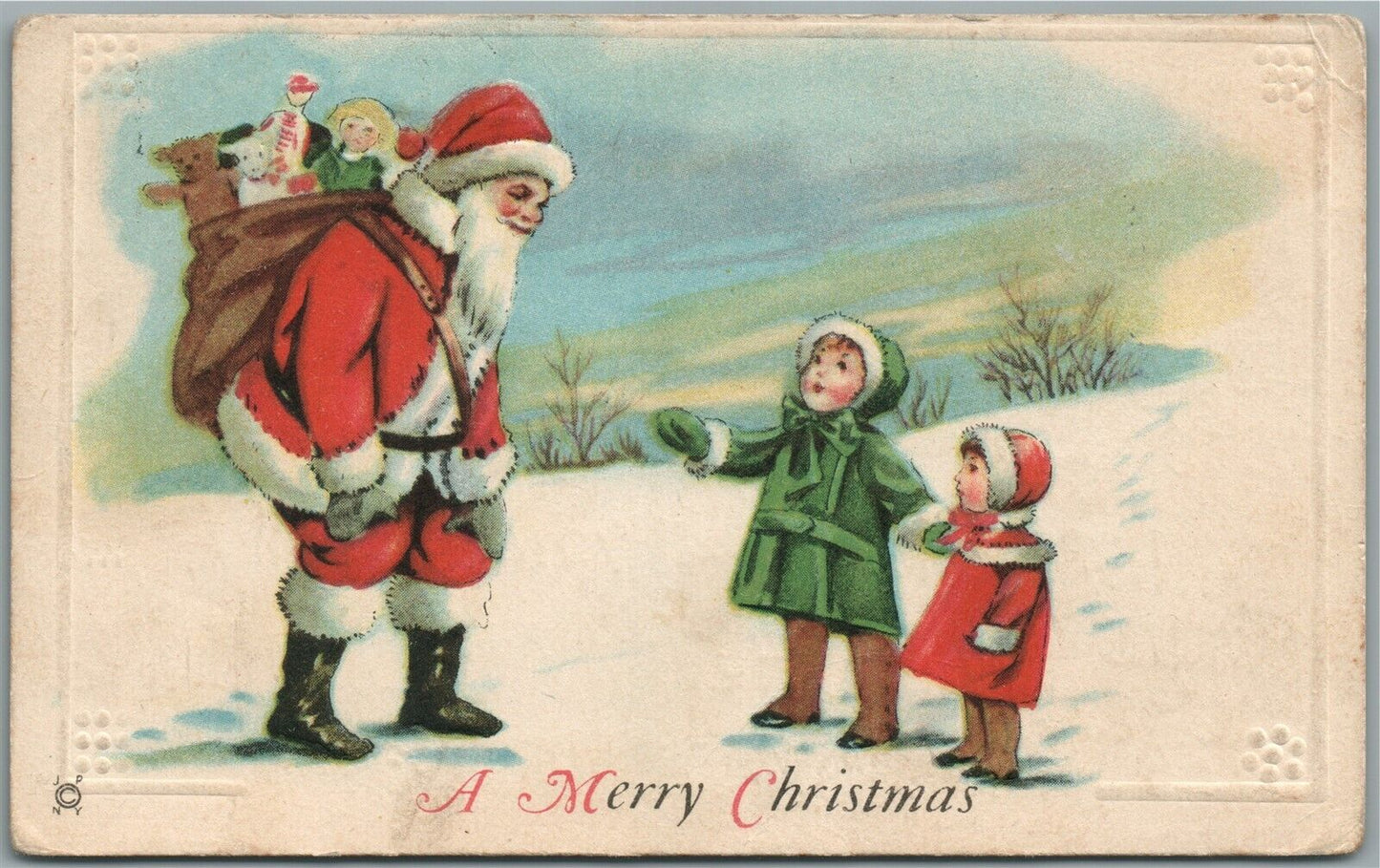 SANTA CHRISTMAS 1922 ANTIQUE POSTCARD