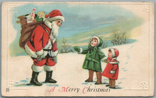 SANTA CHRISTMAS 1922 ANTIQUE POSTCARD