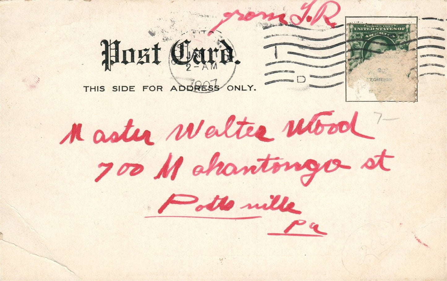 SCRANTON PA LACKAWANNA AVENUE 1907 UNDIVIDED ANTIQUE POSTCARD