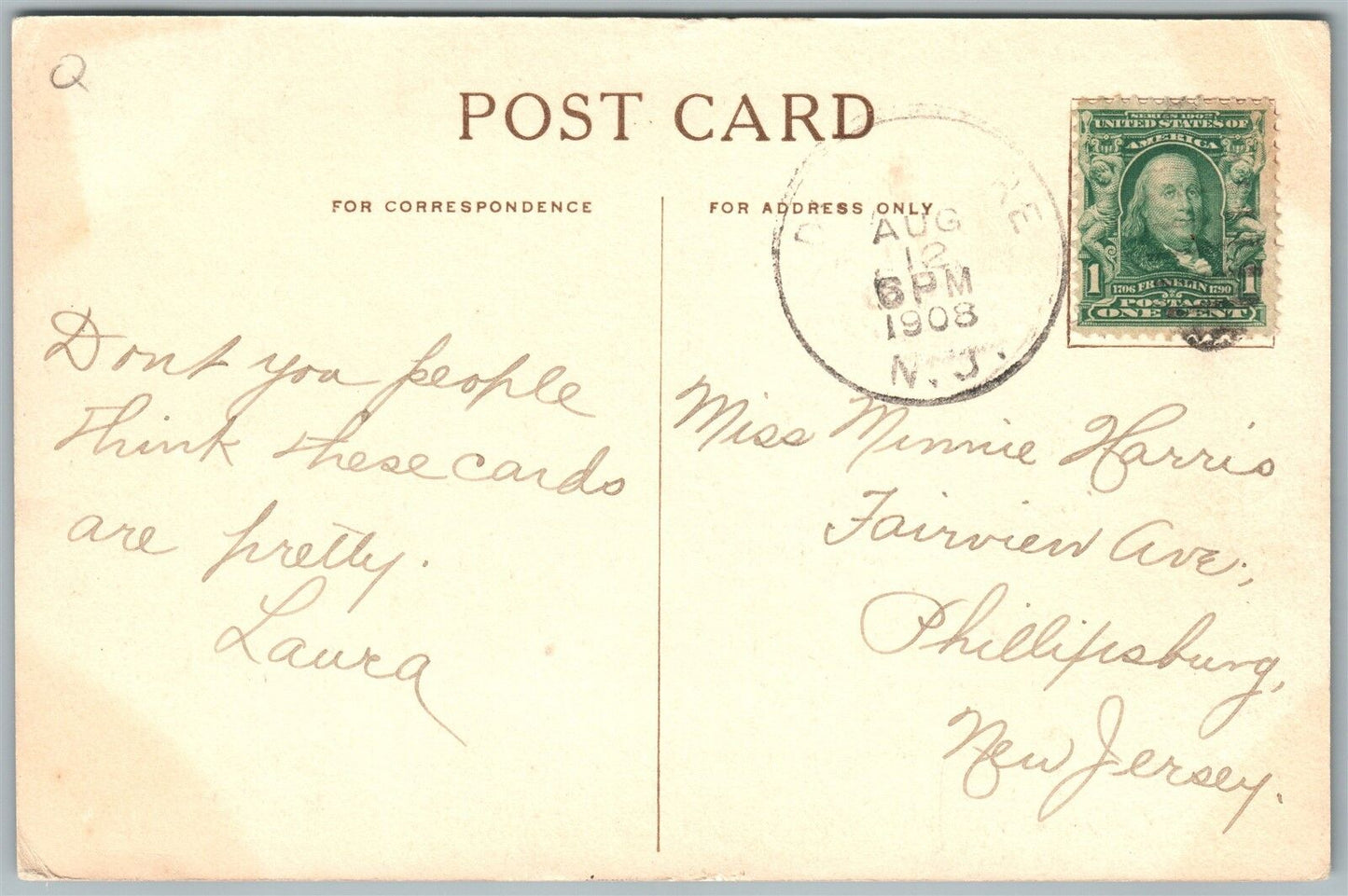 BLAIRSTOWN NJ FIRST BLAIR ACADEMY BUILDING 1908 ANTIQUE POSTCARD