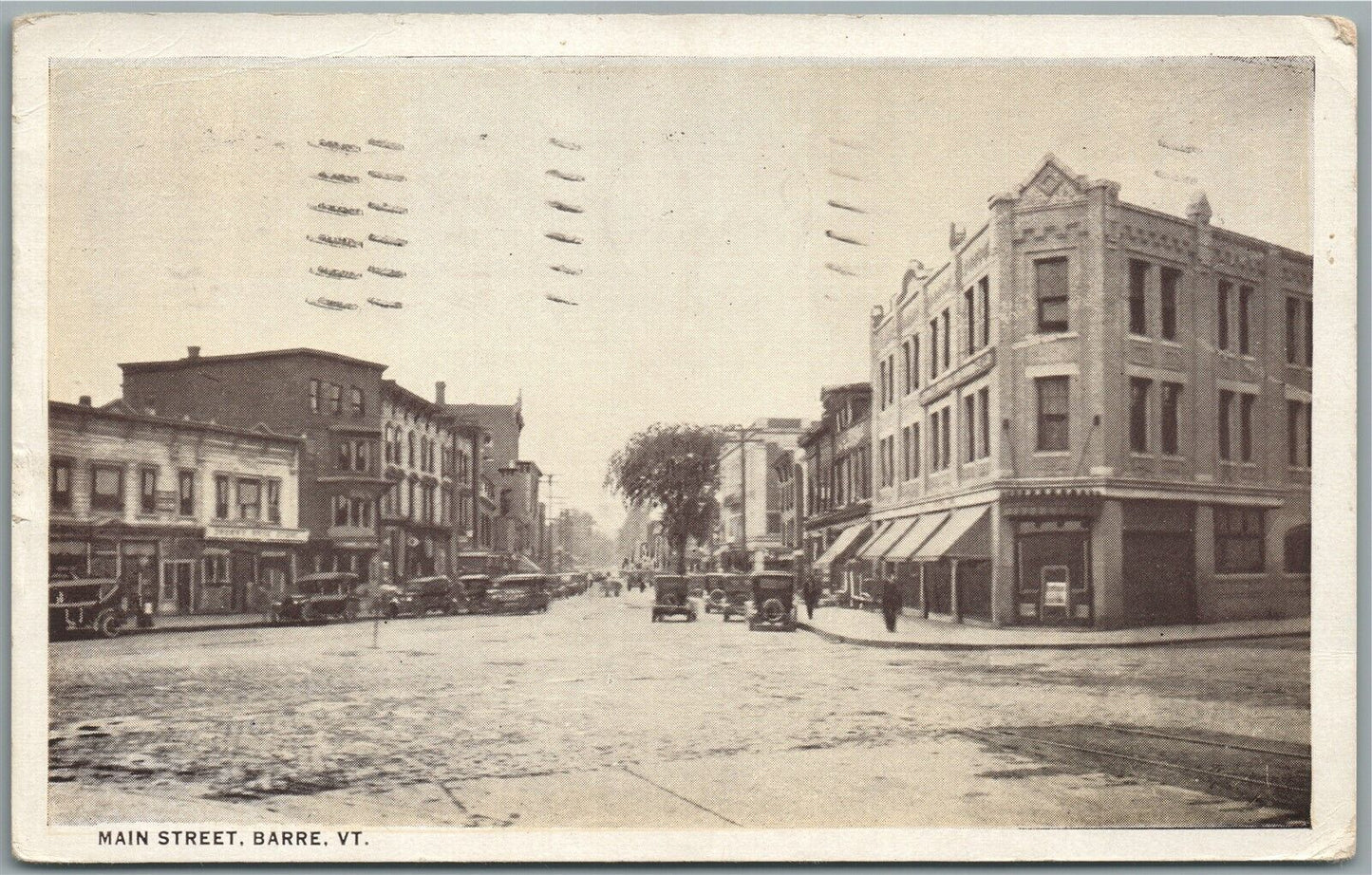 BARRE VT MAIN STREET 1938 ANTIQUE POSTCARD