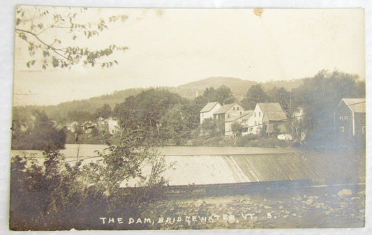 THE DAM BRIDGEWATER VT RPPC ANTIQUE REAL PHOTO POSTCARD