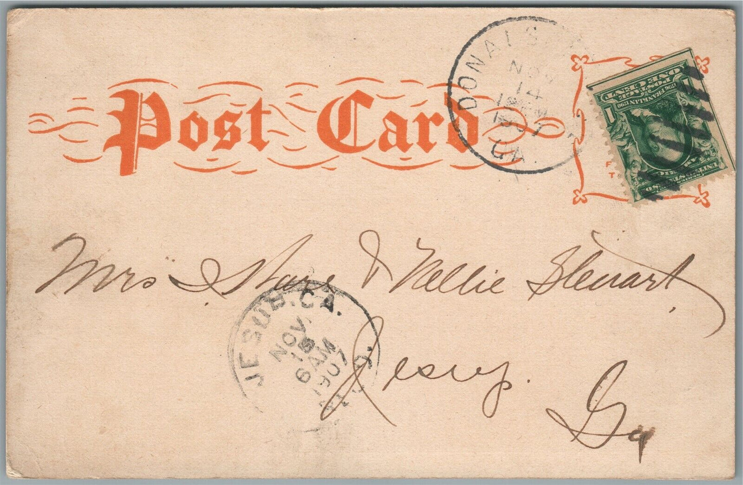 BAINBRIDGE GA WEST SHOTWELL STREET CHURCH ANTIQUE POSTCARD