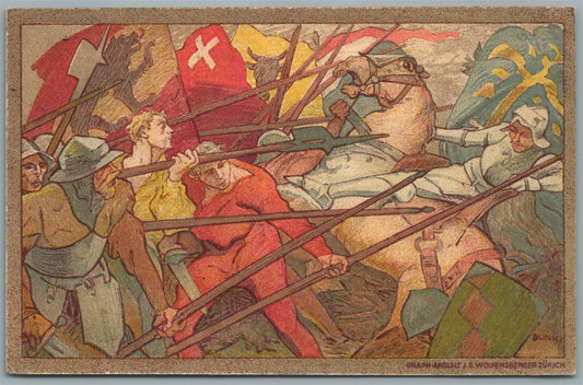 SWITZERLAND NATIOINAL FEST ANTIQUE POSTCARD ARTIST SIGNED DUNKI