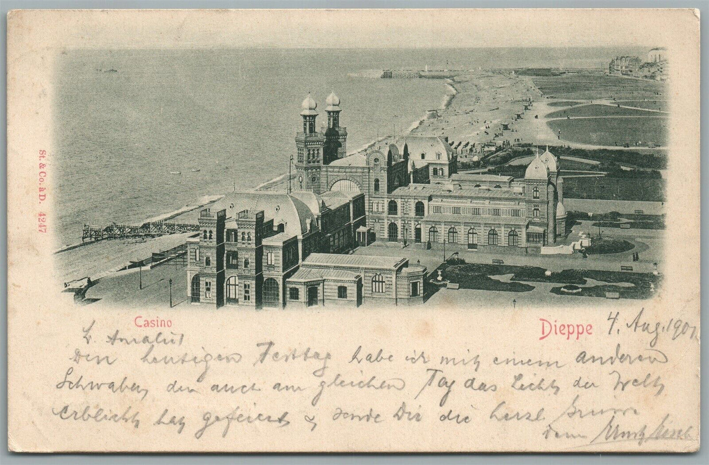 ITALY DIEPPE CASINO ANTIQUE POSTCARD w/ STAMP