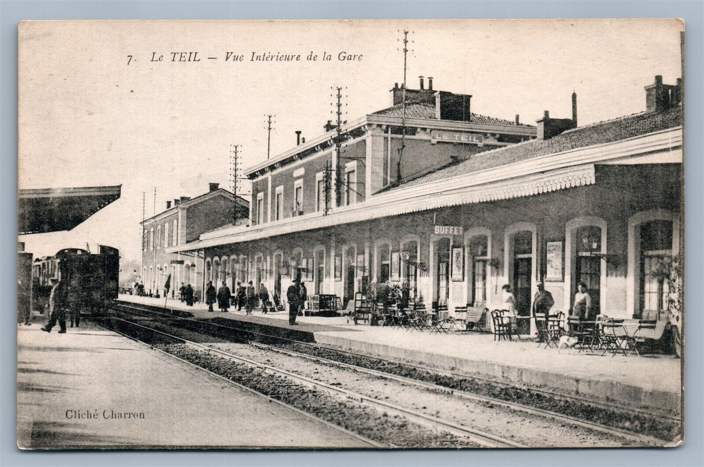 LE TEIL FRANCE RAILROAD STATION ANTIQUE POSTCARD railway depot