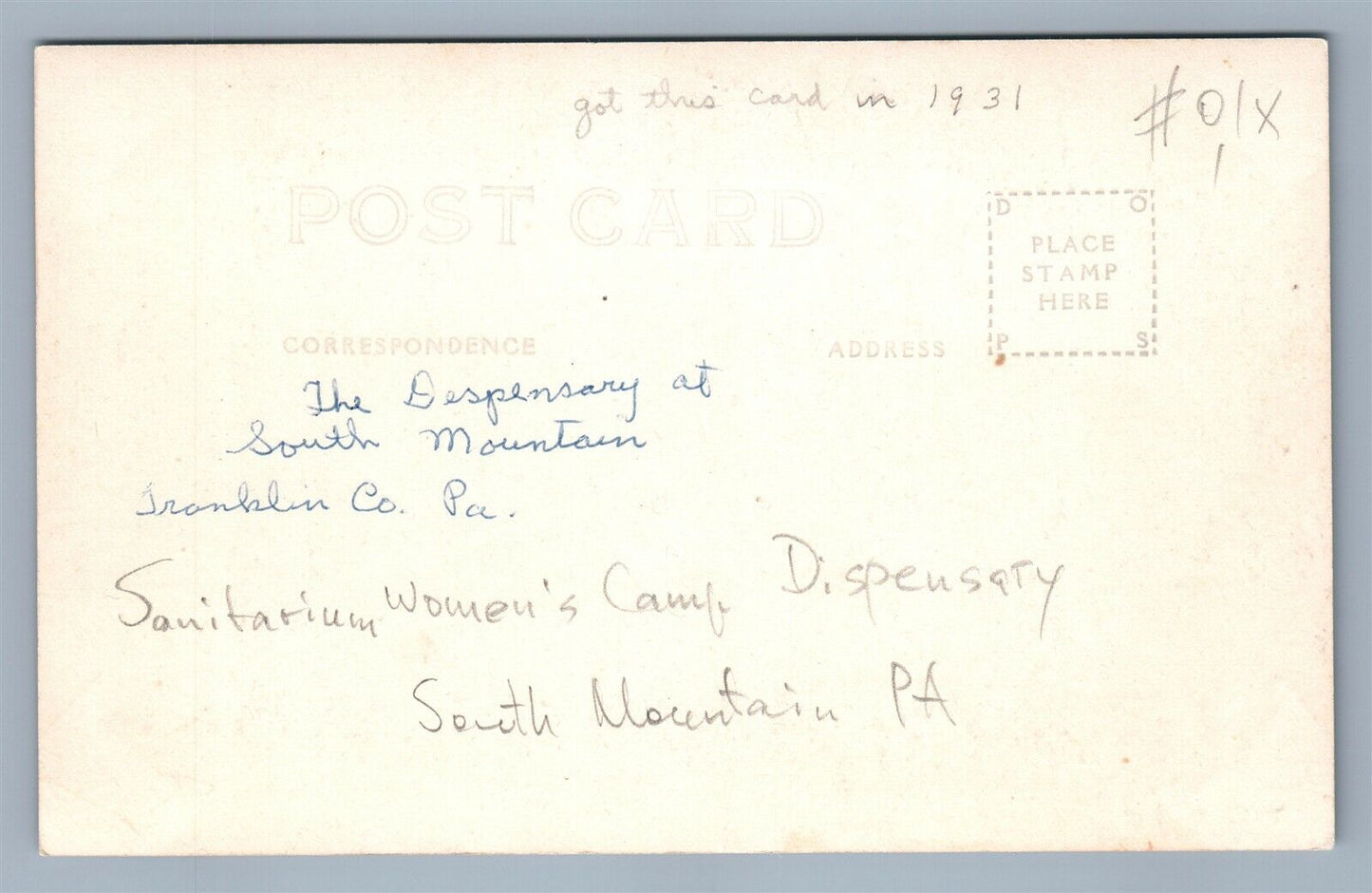 SOUTH MOUNTAIN PA SANITARIUM WOMEN'S CAMP ANTIQUE REAL PHOTO POSTCARD RPPC