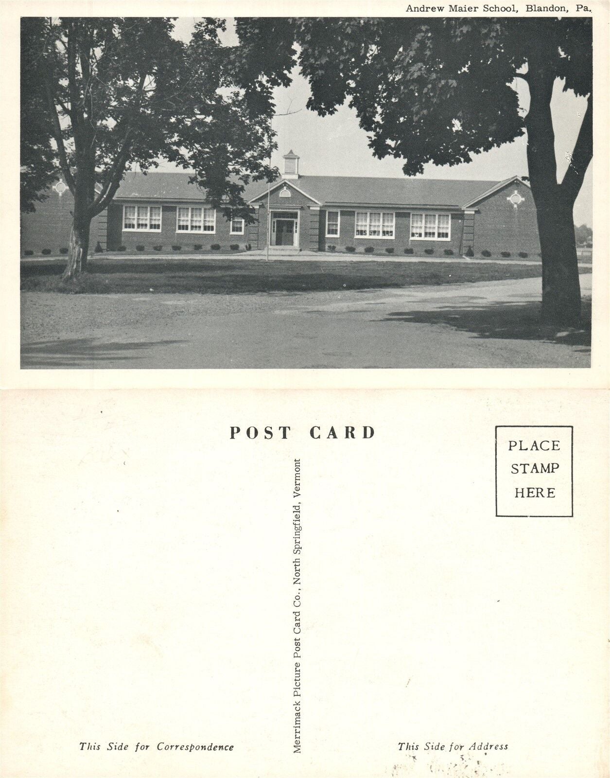 MOSELEM SPRINGS PA RICHMOND TOWNSHIP SCHOOL VINTAGE POSTCARD