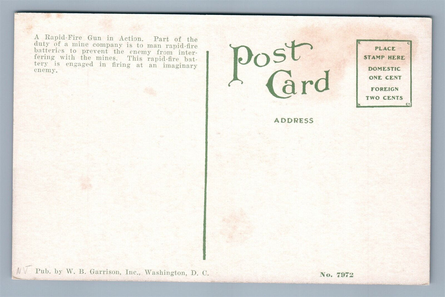 RAPID FIRE GUN ANTIQUE POSTCARD artillery