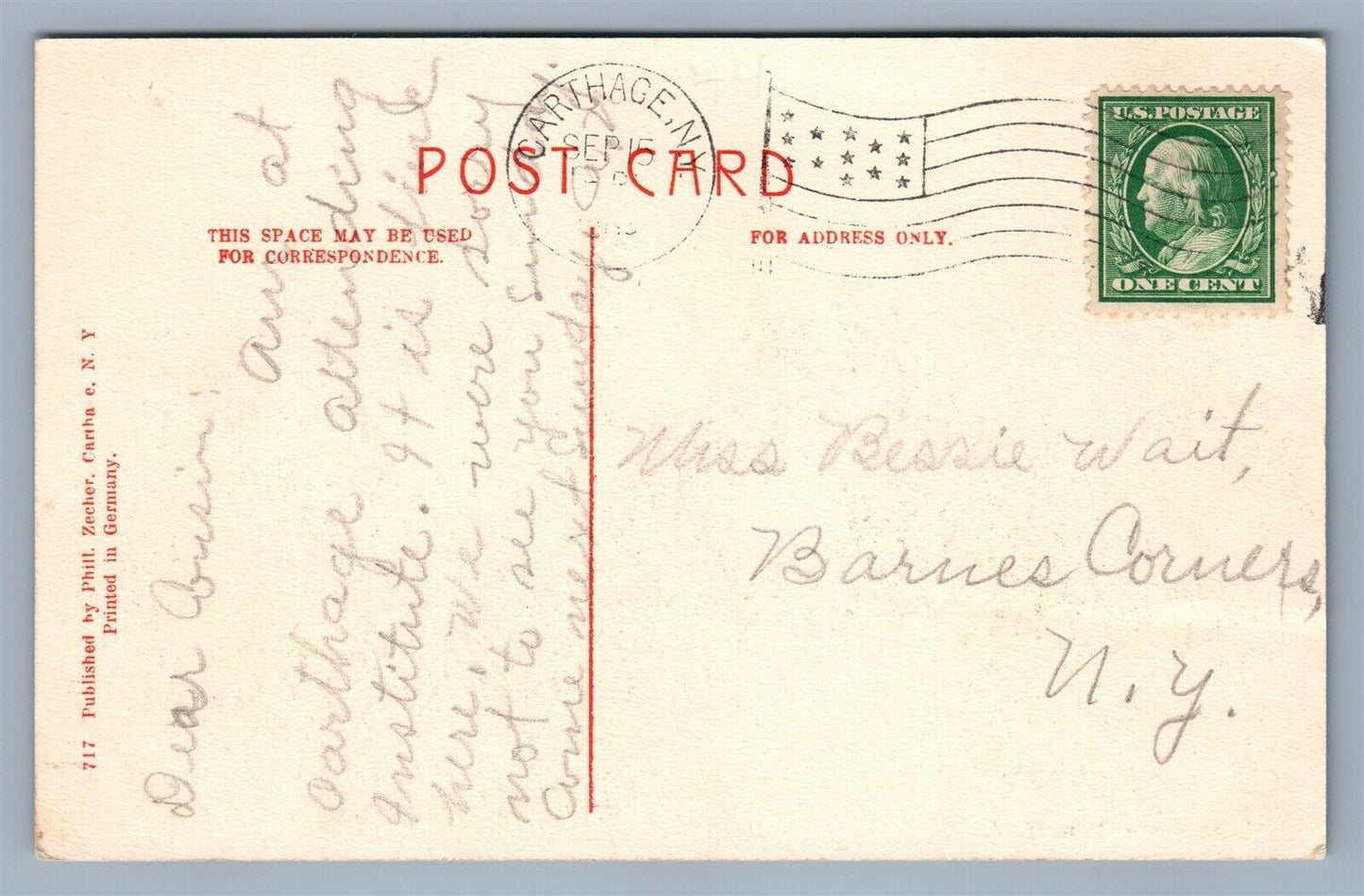 CARTHAGE NY DAM ANTIQUE POSTCARD