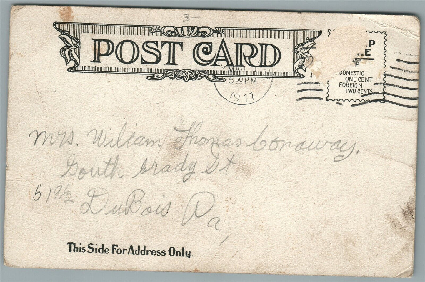 CLEARFIELD PA EAST END ANTIQUE POSTCARD