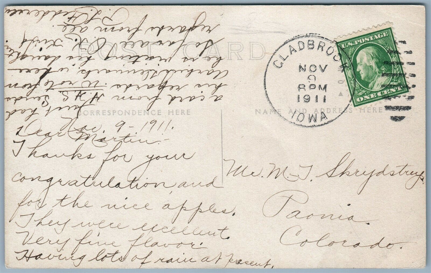 GLADBROOK IA MAIN STREET AIRPLANE ANTIQUE REAL PHOTO POSTCARD RPPC MONTAGE