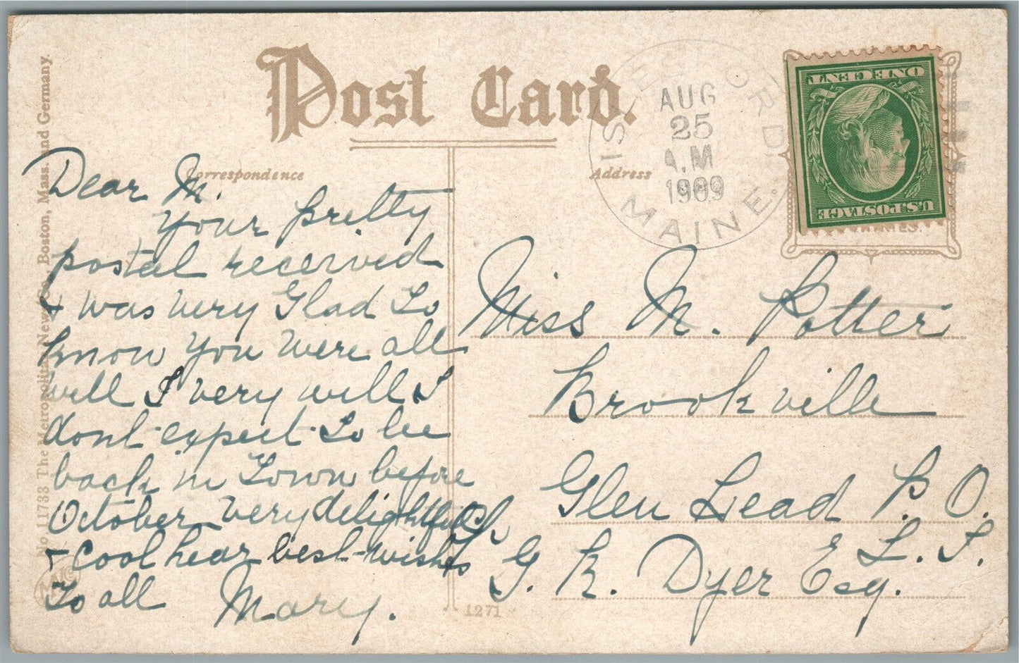 BAR HARBOR FROM THIRLSTANE ME ANTIQUE POSTCARD