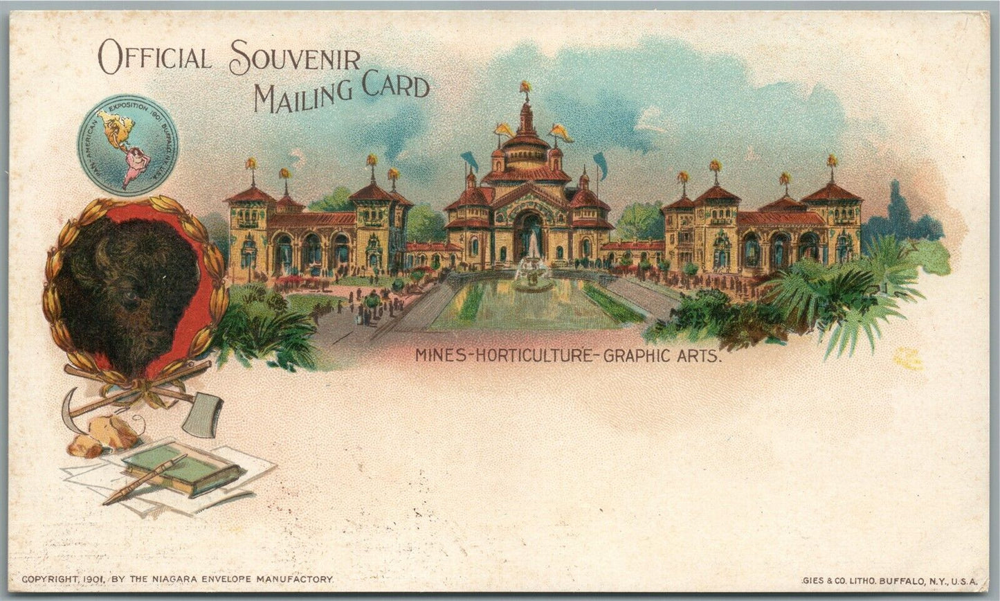 BUFFALO NY PAN AMERICAN EXPO ANTIQUE PRIVATE MAILING POSTCARD mines horticulture