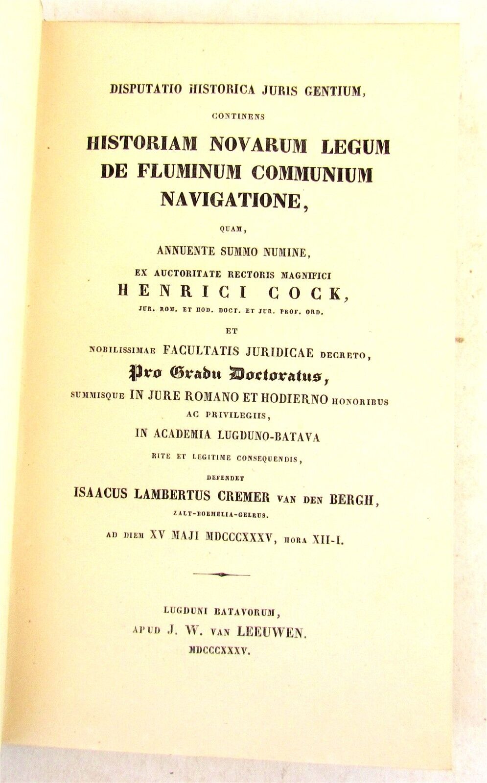 1835 HISTORY of RIVER NAVIGATION LAWS antique by I.L. Cremer van den Bergh