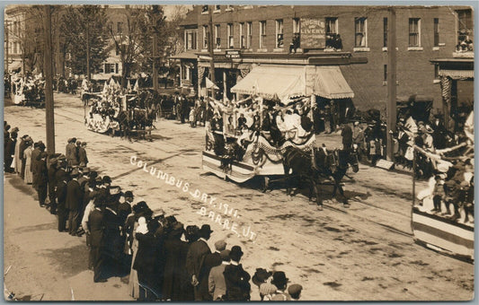 BARRE VT COLUMBUS DAY PARADE ANTIQUE REAL PHOTO POSTCARD RPPC