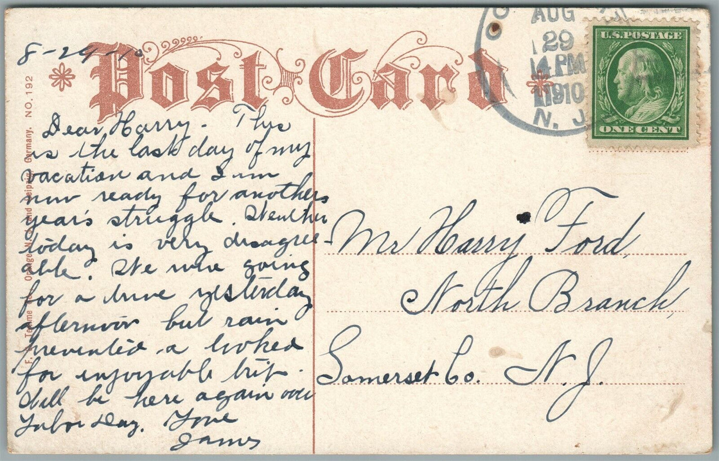 LONG BRANCH NJ HORSE SHOW ANTIQUE POSTCARD