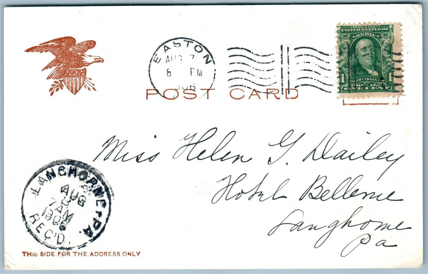 EASTON PA VIEW FROM PAXINOSA INN ANTIQUE POSTCARD