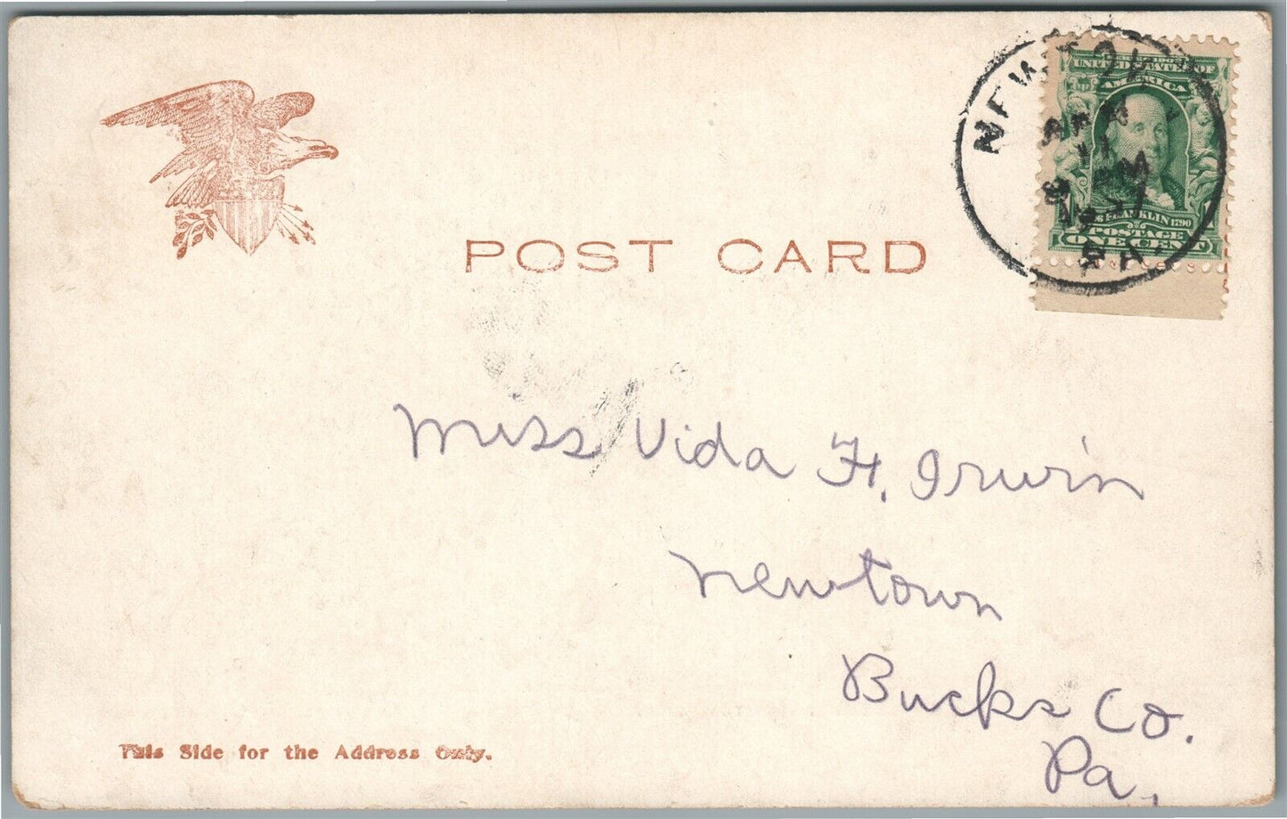 NEWTOWN PA STATE STREET ANTIQUE POSTCARD