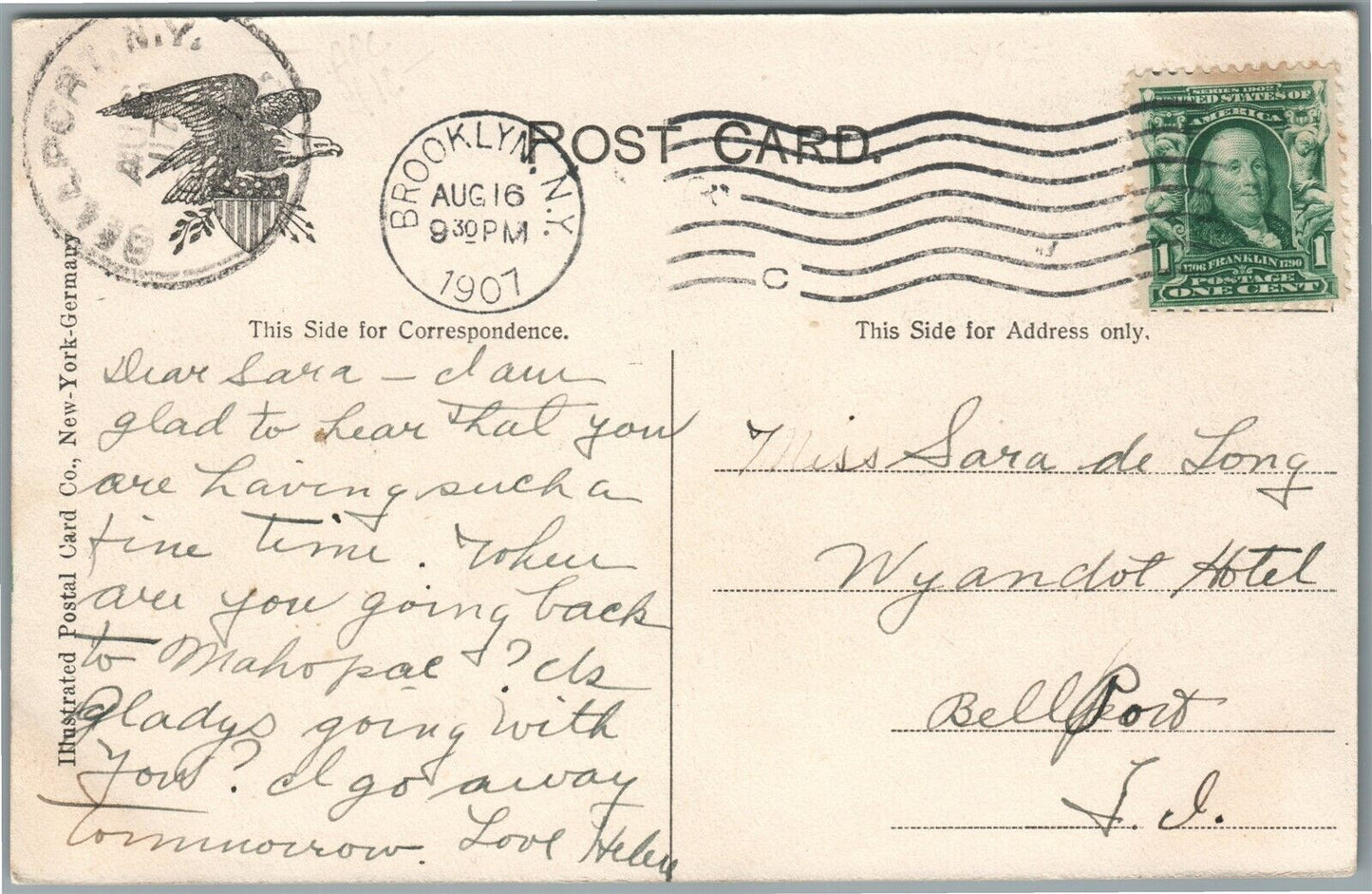 BAY SHORE LONG ISLAND NY CLINTON AVE. ANTIQUE POSTCARD