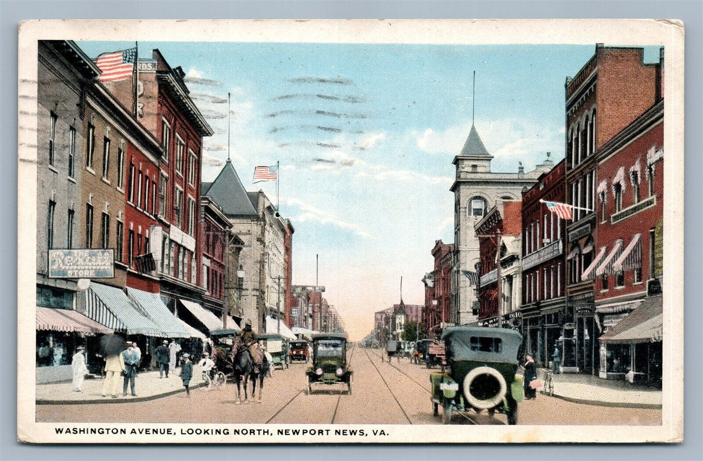NEWPORT NEWS VA WASHINGTON AVENUE ANTIQUE POSTCARD