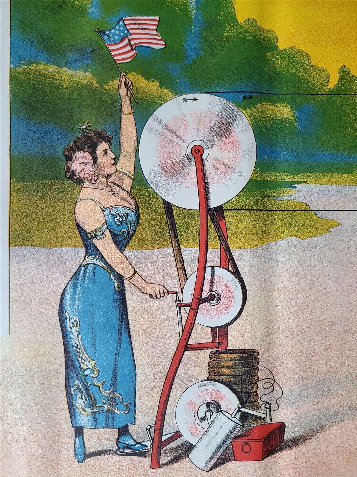 1905 CIRCUS POSTER THE WICHMANNS TELEPHON WIRE ACT rare antique AUTHENTIC