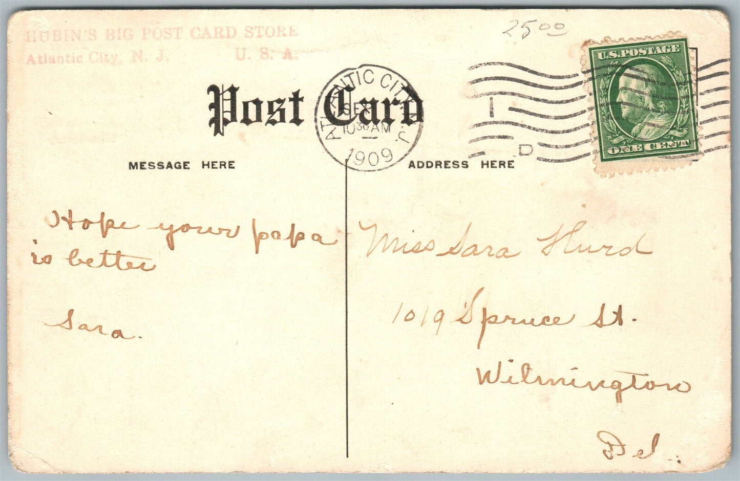 ATLANTIC CITY NJ HEINZ SUN PARLOR INTERIOR OCEAN PIER 1919 ANTIQUE POSTCARD