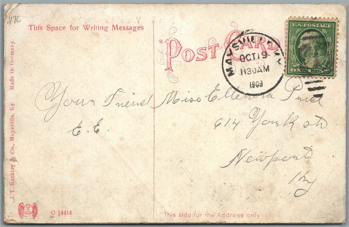 MAYSVILLE KY BIRDS EYE VIEW ANTIQUE POSTCARD