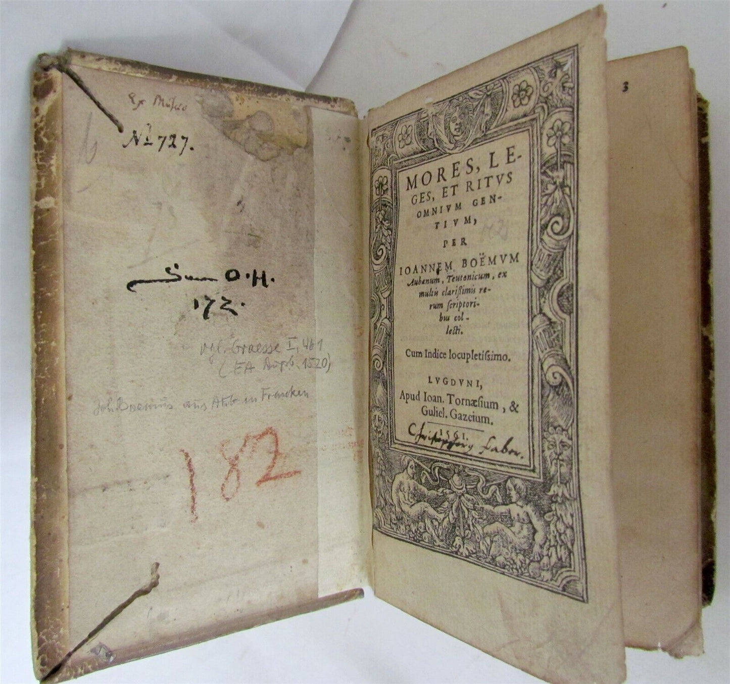 1561 RARE ETHNOGRAPHIC WORK Mores leges et ritus by Johann Boemus ANTIQUE 16th C