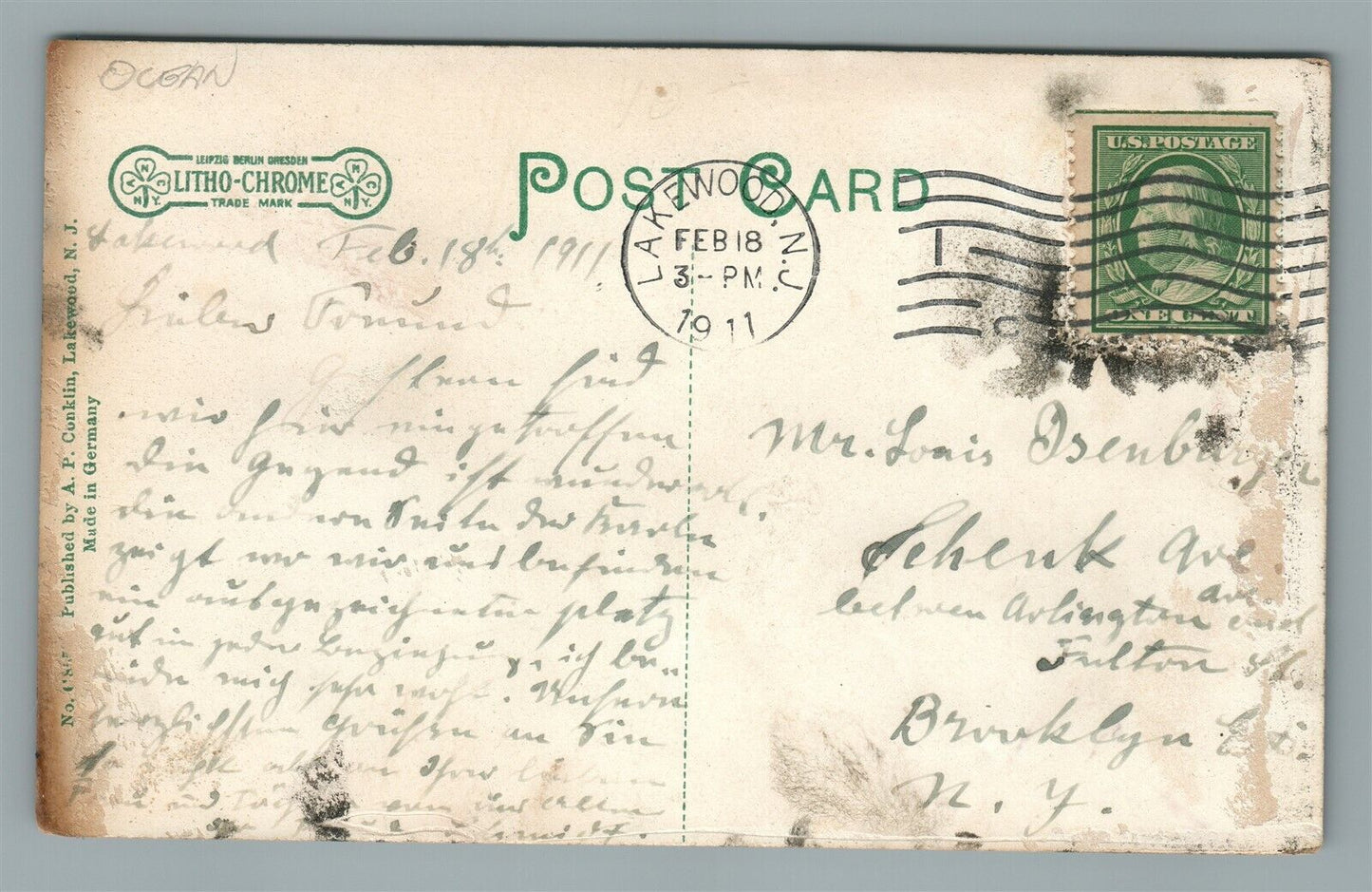 LAKEWOOOD NJ BERTRAM COTTAGE ANTIQUE POSTCARD