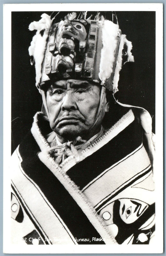 JUNEAU ALASKA INDIAN CHIEF JIM TAGOOK ANTIQUE REAL PHOTO POSTCARD RPPC