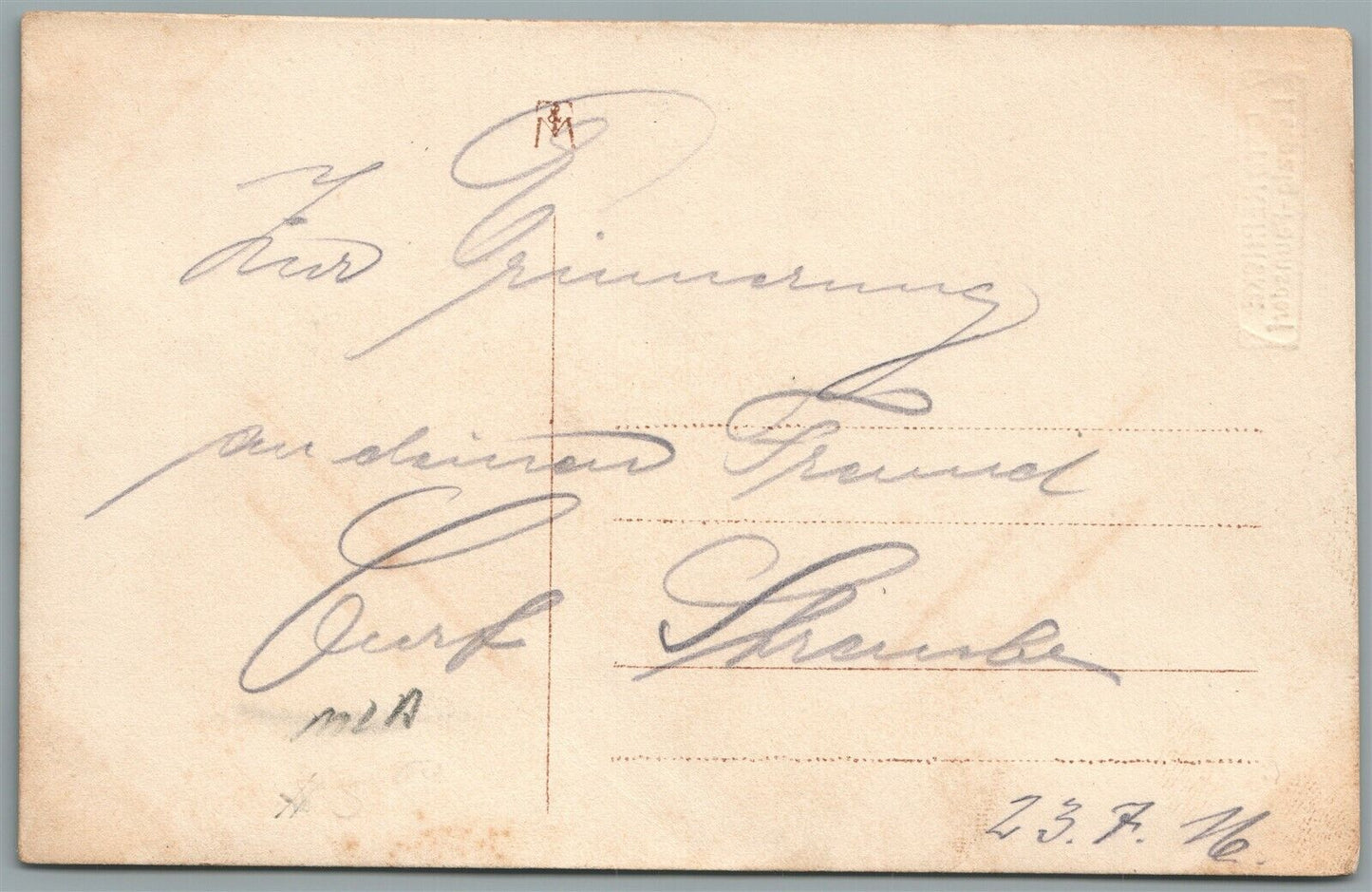 GERMAN SOLDIER w/ WIFE WWI ERA 1916 ANTIQUE REAL PHOTO POSTCARD RPPC