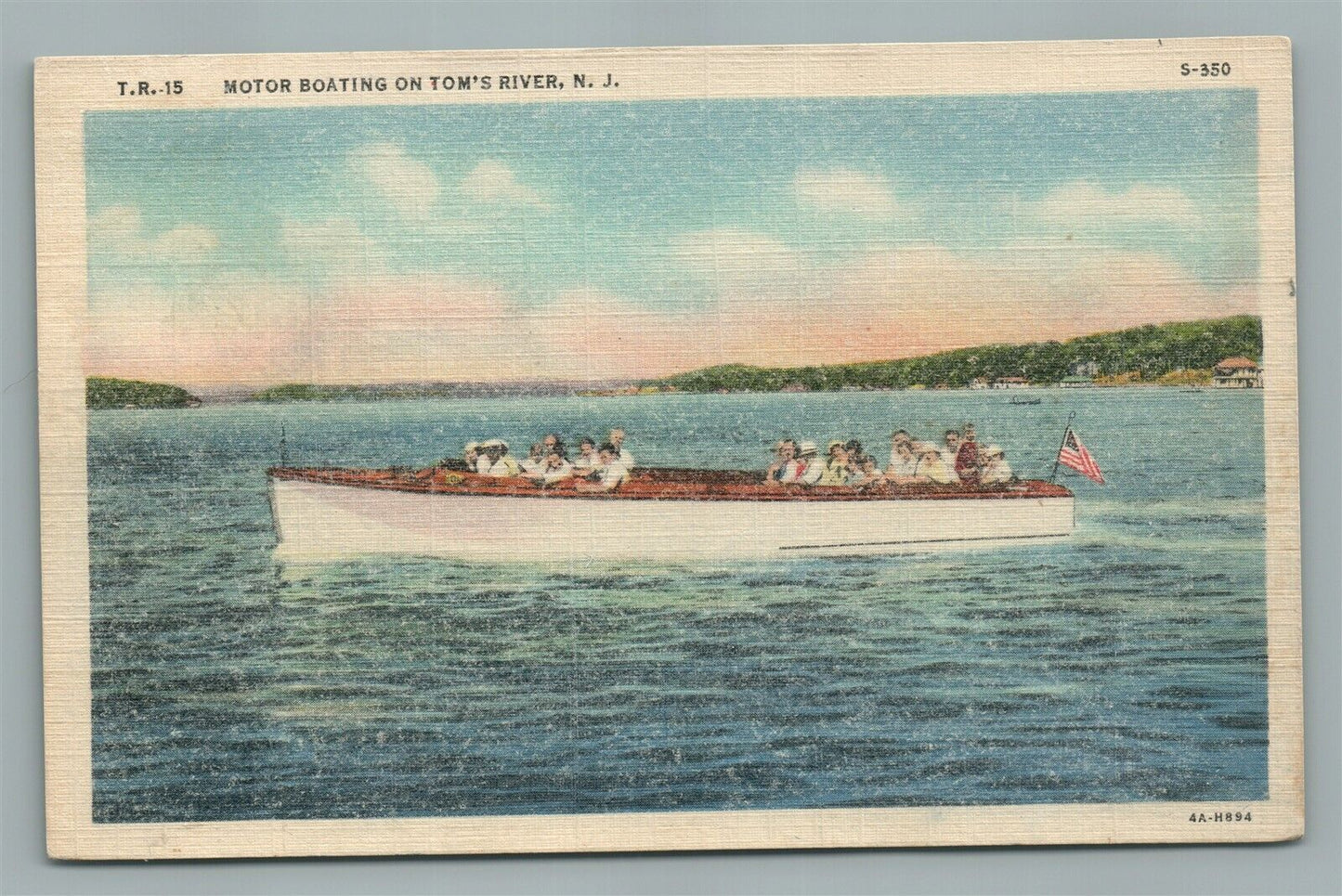 TOM'S RIVER NJ MOTOR BOATING VINTAGE POSTCARD